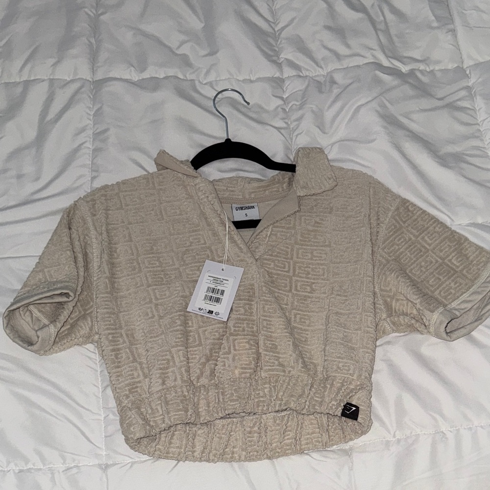 GYMSHARK Beige Short-Sleeve Polo Shirt